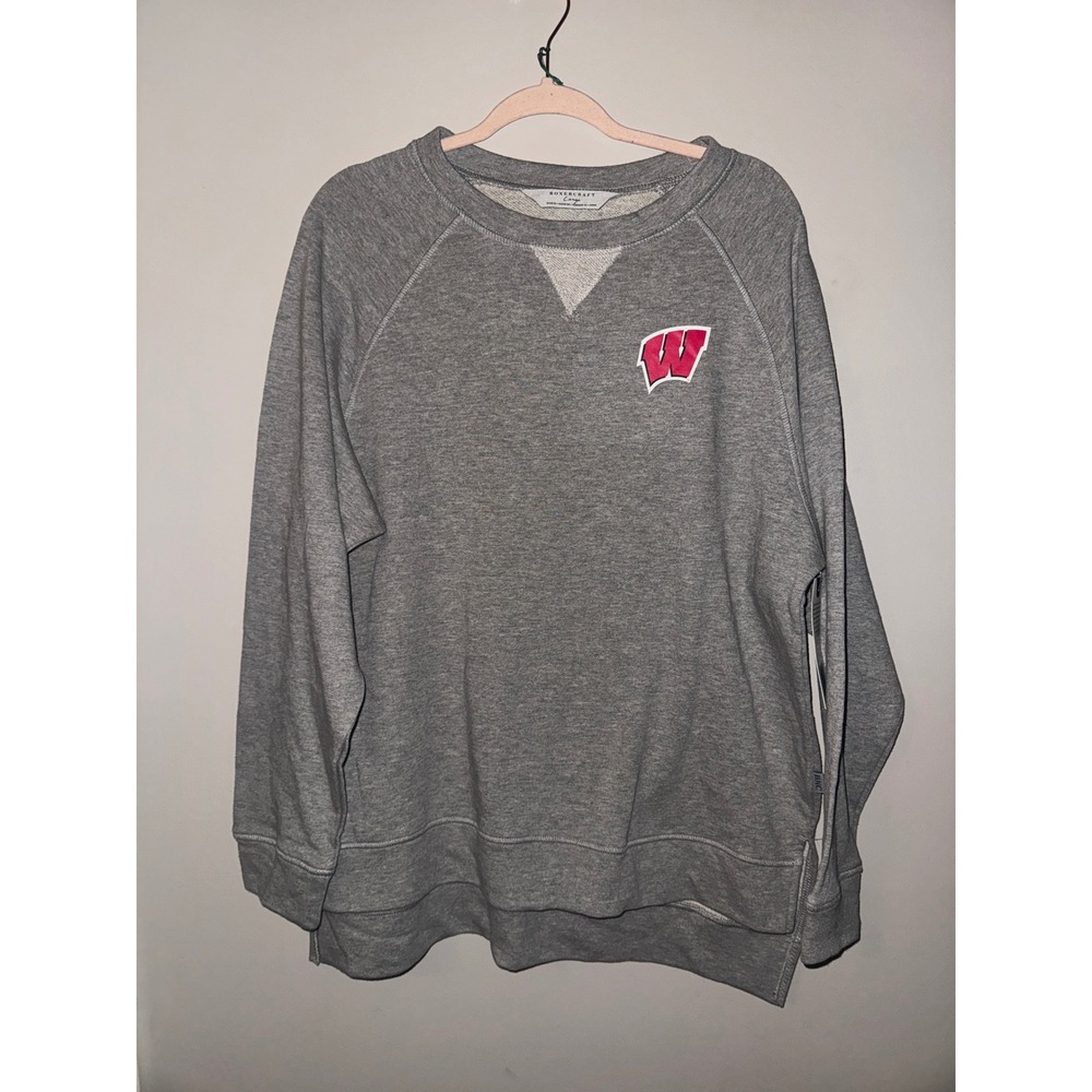 Boxercraft Wisconsin Badgers Harlow Terry Pullover BW3101 Oxford Heather Large